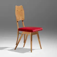 Carlo Mollino, Chair for the Casa Editrice Lattes, Turin., c. 1953, ash, plywood, upholstery, brass