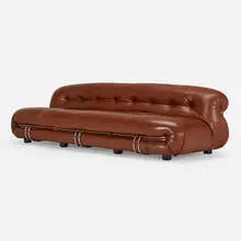 Soriana sofa by Afra & Tobia Scarpa, 1970, leather, chrome-plated steel, plastic, sold Oct 2023