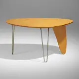 Rudder dining table, model IN-20 by Isamu Noguchi, 1949, birch, zinc-plated steel, sold Oct 2023