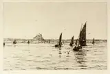 'Rock of Gibraltar' together with another by the same hand, and another by Rowland Langmaid 'St Michael's Mount by William Lionel Wyllie, all signed in pencil, sold Jun 2015