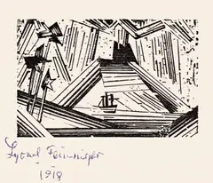 Vulkan by Lyonel Feininger, 1919, Holzschnitt auf Japanbütten, sold Nov 2011