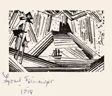 Vulkan by Lyonel Feininger, 1919, Holzschnitt auf Japanbütten, sold Nov 2011