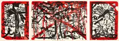 Jonathan Meese, Der goldene Hades I-V, 2005, Original-Leinenkassette mit 3 Farblithographien, jeweils auf Rives-Velin