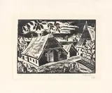 Gehöft by Max Pechstein, 1919, Holzschnitt auf Bütten, sold Jan 2023