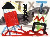 Landschaft by A. R. Penck, 2002, Gouache auf festem Papier, sold Jun 2015