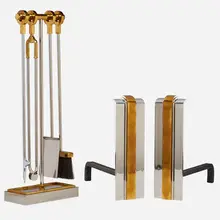 Set of fireplace tools and pair of andirons by Danny Alessandro Ltd., sold May 2018