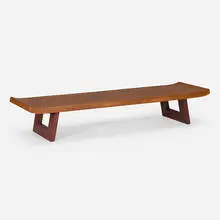 Coffee table, model 5004 by Paul Theodore Frankl, c. 1948, cork, stained mahogany, sold Oct 2023