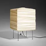 Akari light sculpture, model 3X by Isamu Noguchi, washi paper, bamboo, enameled steel, rubber, sold Oct 2023