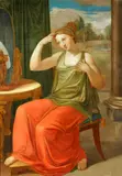 Classical maiden seated by a mirror by Continental School, oil on canvas, sold Jun 2015