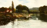 Goring Church on Thames by Alfred de Breanski Snr, oil on board, sold Jun 2015