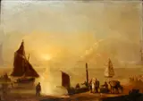 Unloading the catch by Dutch School, oil on panel, sold Jun 2015