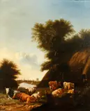 Ra Thomas Sidney Cooper, Cattle grazing, oil on canvas