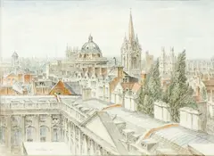William Sidney Causer, View of Oxford, pencil and watercolour