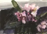 Blumenstilleben by Klaus Fußmann, 1981, Aquarell, Deckweiß und Tuschpinsel auf leicht genarbtem Papier (aus einem Skizzenblock), sold Jun 2015