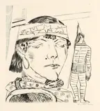 Schlangendame“(„Schlangenbändigerin“) by Max Beckmann, 1921, Kaltnadel auf Bütten, sold Jun 2015