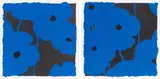 Blues by Donald Sultan, 2008, 2 Farbserigrafien mit Flockdruck und schwarzer Emaillefarbe, jeweils auf Karton, sold May 2021