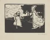 Prinzessin und Bettler by Emil Nolde, 1906, Holzschnitt auf Velin, sold Jan 2022