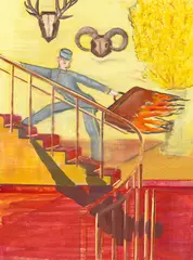 HEISSE WARE by Rosa Loy, 2003, Öl auf Holz, sold May 2022