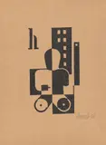 Krüppel by Heinrich Hoerle, Um 1925, Linolschnitt auf braunem Papier, sold Sep 2021