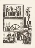 Gerd Arntz, Fabrikbesetzung, 1931, Holzschnitt auf Japan
