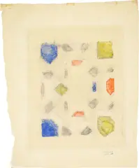 Ohne Titel by Bart van der Leck, Bleistift, Gouache und Tusche auf Pergamentpapier, sold Jan 2022