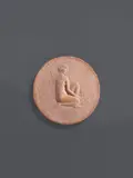 Kniender Frauenakt mit Blumen. 1920er-Jahre by Moissey Kogan, Terracotta-Relief. Durchmesser: 10,5 cm (4 ⅛ in.), sold Jun 2023