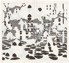D.I.V.O.R.C.E by Toby Ziegler, 2005, Deckweiß über Inkjet-Print auf zwei zusammengefügten Papierbögen, sold Jul 2020