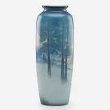 Sallie Coyne for Rookwood Pottery, Winter Scenic Vellum vase (Uncrazed)