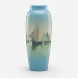 Carl Schmidt for Rookwood Pottery, Marine Scenic Vellum vase (Uncrazed)
