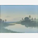 Carl Schmidt for Rookwood Pottery, Scenic Vellum plaque (Framed)