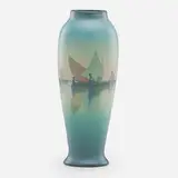Carl Schmidt for Rookwood Pottery, Marine Scenic Vellum vase (Uncrazed)