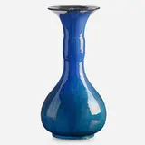 Tall flaring vase, blue and green flambe glaze by Fulper Pottery, sold May 2018