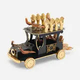Untitled (Hand Truck) by Pedro Friedeberg, c. 1978, enameled and gilt wood, carved Mexican walnut, brass, carved wood, bone, sold Oct 2023