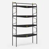 Jacques Adnet, Bookshelf, c. 1955, enameled steel, black glass tiles, brass