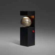 Contrast table lamp by Angelo Lelii, c. 1970, enameled aluminum, matte chrome-plated steel, sold Oct 2023