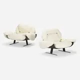 Jorge Zalszupin, Presidencial chairs, pair, 1959, rosewood, leather, enameled and chrome-plated steel