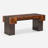 Paul Evans, Custom desk, c. 1975, walnut burl, laminate