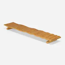 Low bench by Tadao Arimoto, c. 2015, ash, birch, sold Oct 2023
