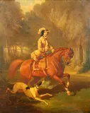 Portrait of a lady on horseback by British School, 19th century, oils on canvas,, sold Jun 2015