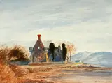 View of a ruined Mediaeval Carmelite Friary, Rathmullan, Co. Donegal by Rha Andrew Nicholl, watercolour, sold Jun 2015