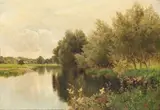 'On the River Kennet' by John Clayton Adams, oil on canvas, sold Jun 2015