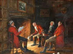 Frank Moss Bennett, Discussing the Hunt, oil on canvas