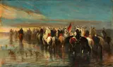 Arab horsemen crossing a river by James Alexander Walker, oil on canvas, sold Jun 2015