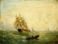Vessels off the coast by Adolphus Knell, oil on canvas, offered Jun 2015