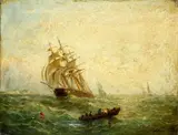 Vessels off the coast by Adolphus Knell, oil on canvas, offered Jun 2015