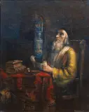 Rabbijn in zijn kamer by Henri van der Velde, oil on panel, offered Jun 2015