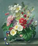 Summer flowers by John E. Nicholls, oil on canvas, sold Jun 2015
