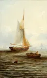 Adolphus Knell, Shipping in Calm and Choppy Waters, oil on panel (a pair)