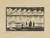 Regentag am Strande by Lyonel Feininger, 1918, Holzschnitt auf Japan, sold Dec 2018