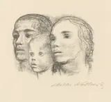 Drei Köpfe: Mann, Frau und Kind by Käthe Kollwitz, 1925, Lithografie auf Bütten, sold Jun 2019